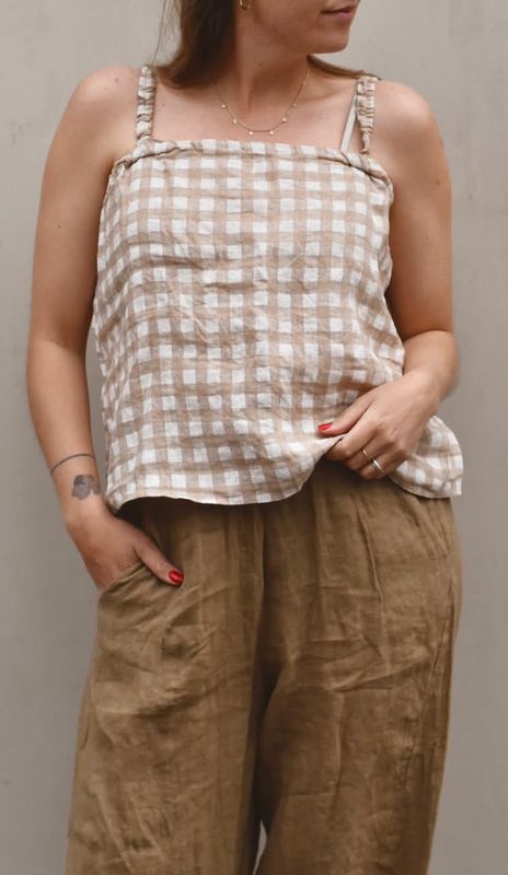 Beige/Hvit - Devi Singlet