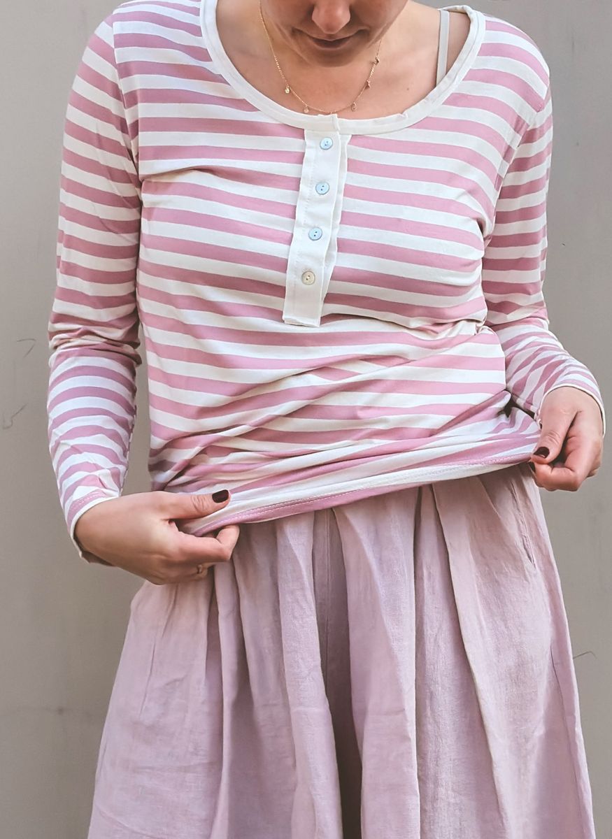 Powder pink/off white - Grandpa Stripe Genser