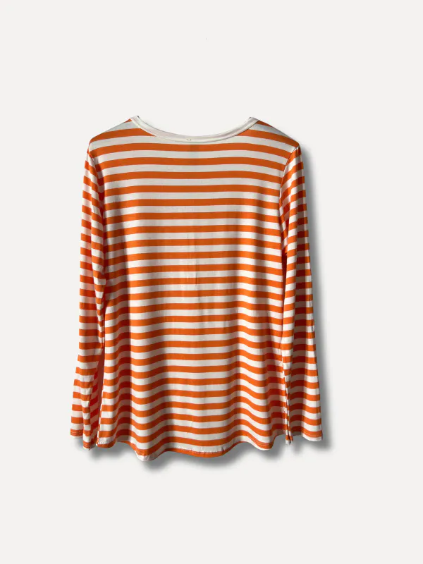 Mango/off white - Grandpa Stripe Genser