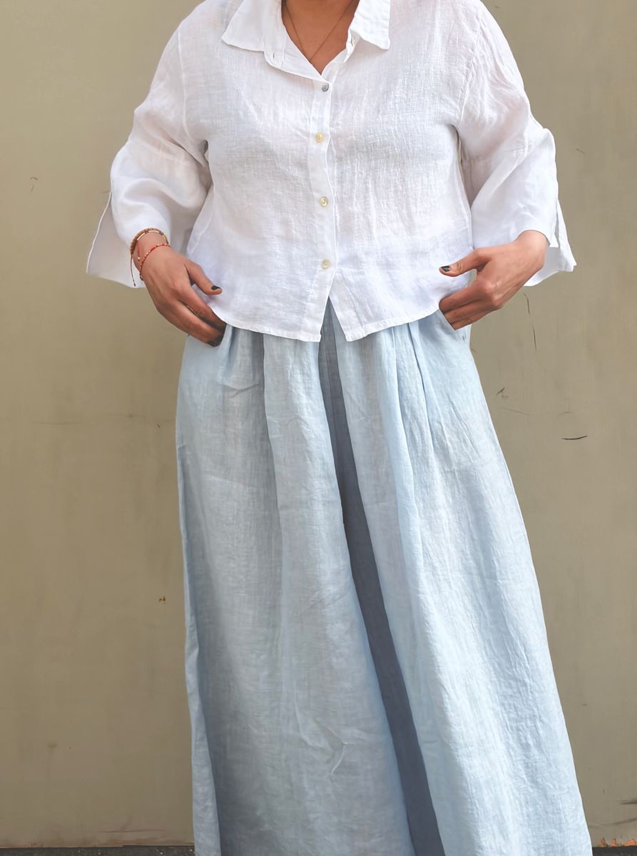 Hvit - London Kort Linskjorte