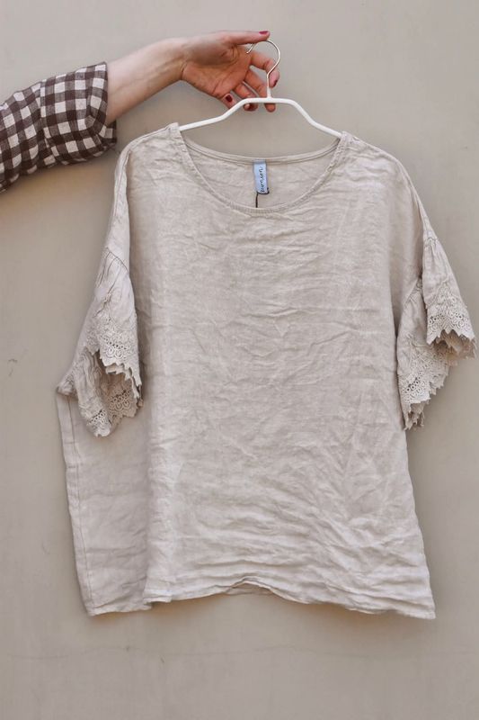 Beige - Desert Lace Bluse