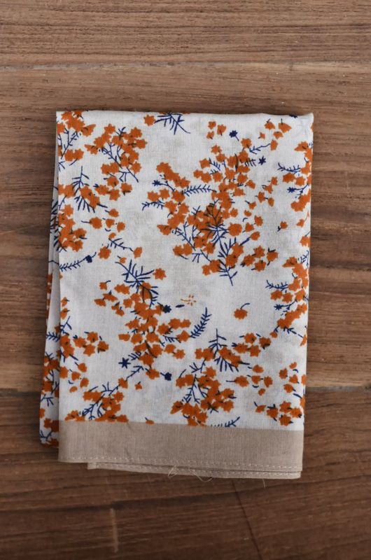 Oransje/blå - Blomstret Skjerf 