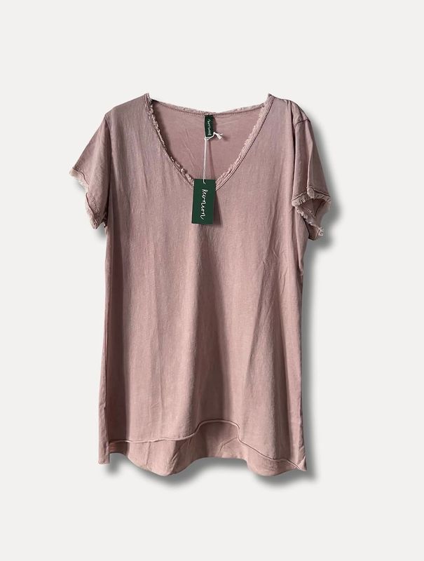 Washed  Powder Pink - V-classic T-skjorte