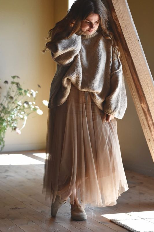 Mørk beige - Tulle Tyllskjørt