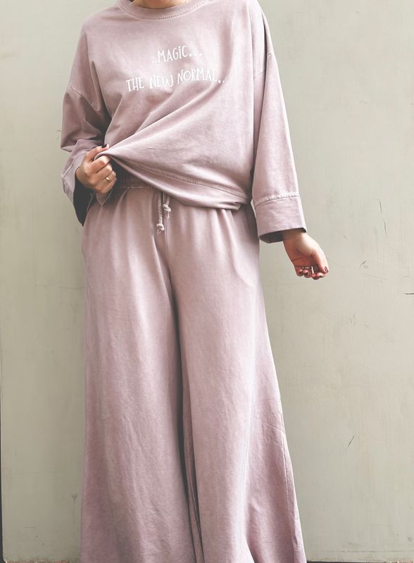 Washed Powder Pink - Fringed Bukse